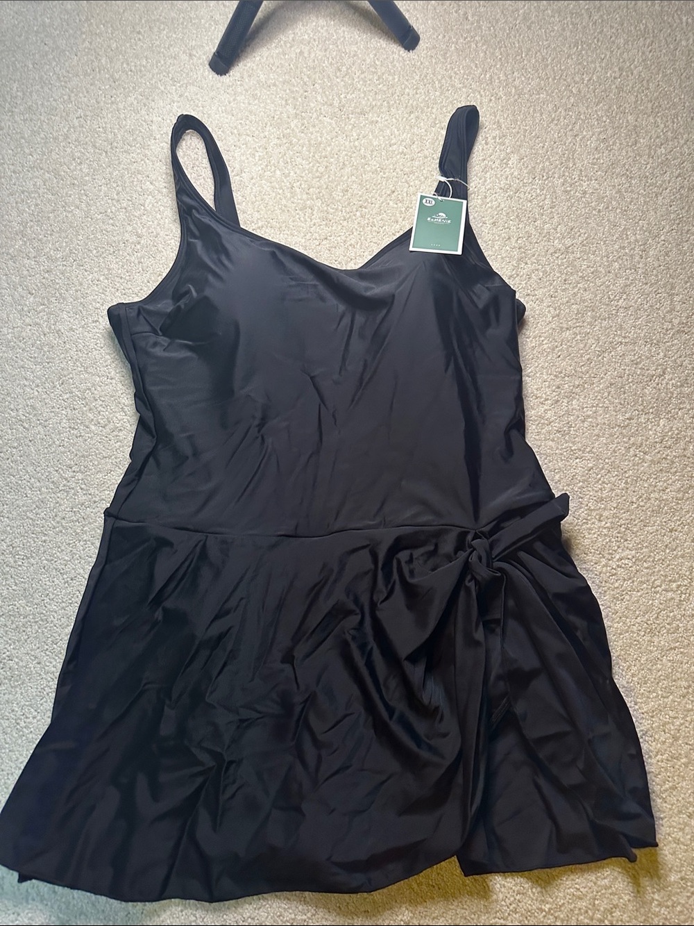 Classic Black Swimdress with Side Tie by Lands' End